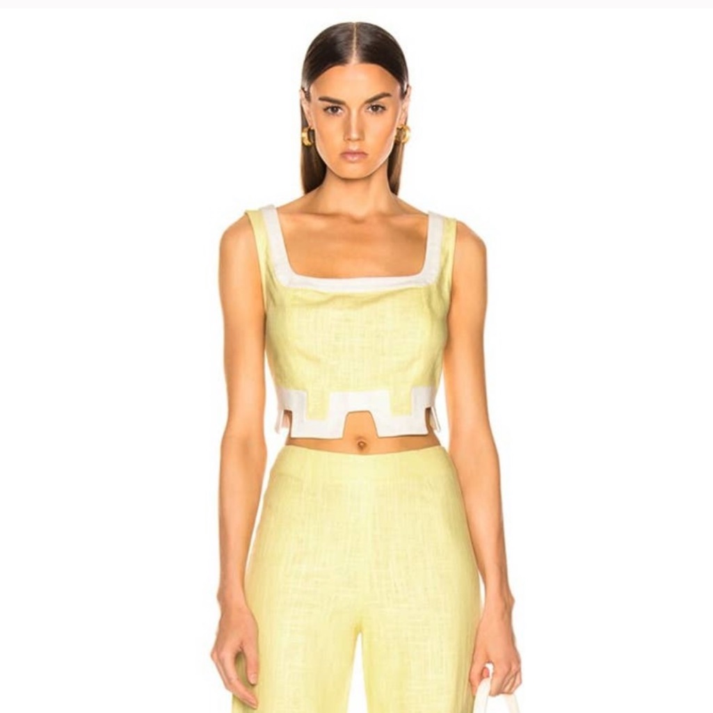Staud Yellow And White Crop Top